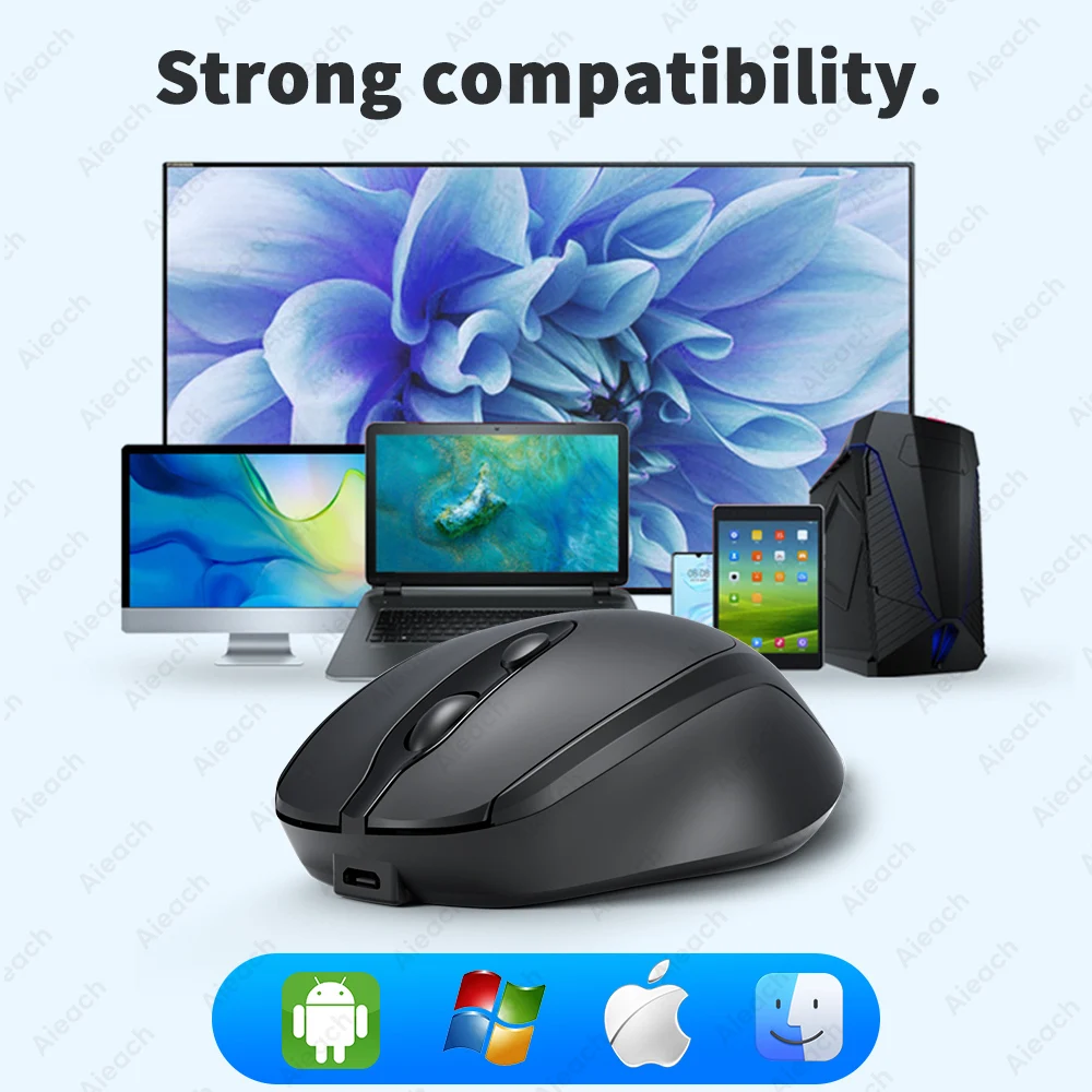Tragbare kabellose Bluetooth-Maus, kompakt, ergonomisch, 2,4 – Bild 4