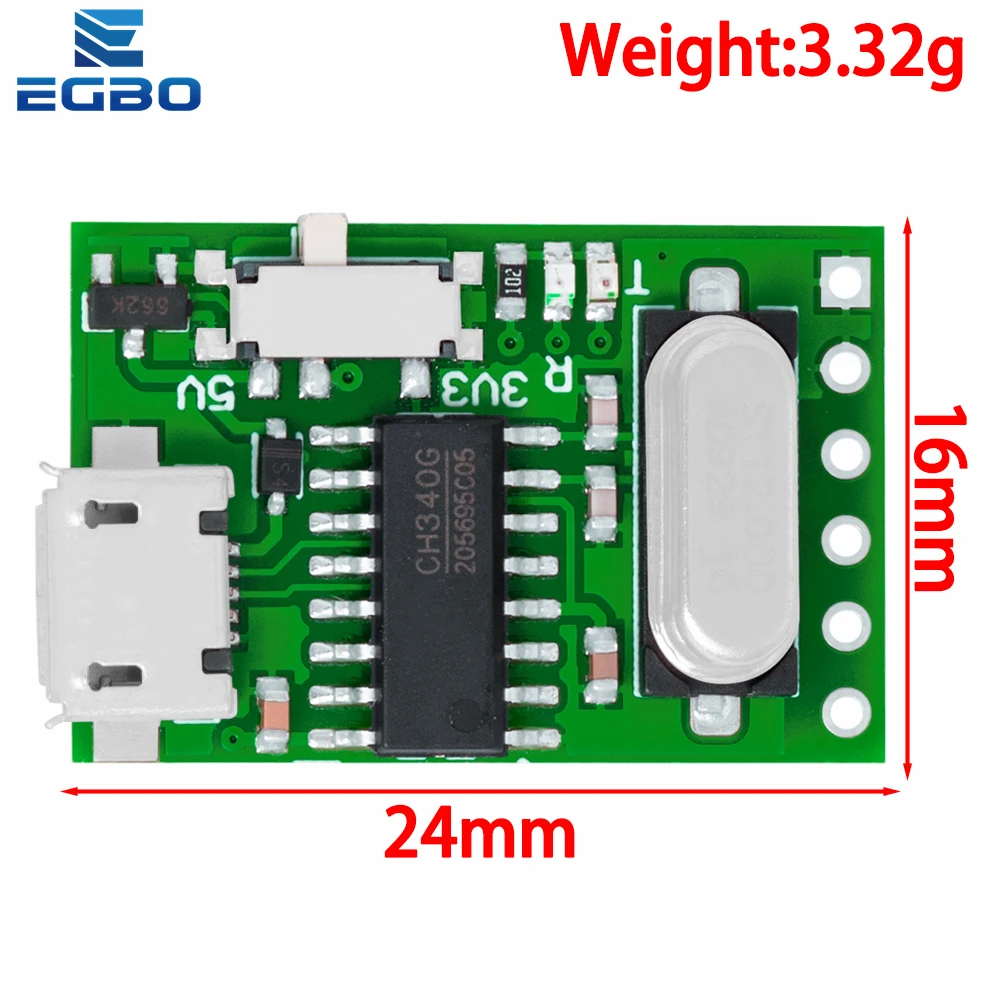USB-zu-TTL-Konverter, Micro-UART-Modul, CH340G, CH340, 3,3 V – Bild 2