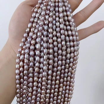 4-5mm 3A 18cm Poliert Lila Reis Natürliche Süßwasser Perle Isolierte Lose Perlen Schmuck Machen DIY Halskette
