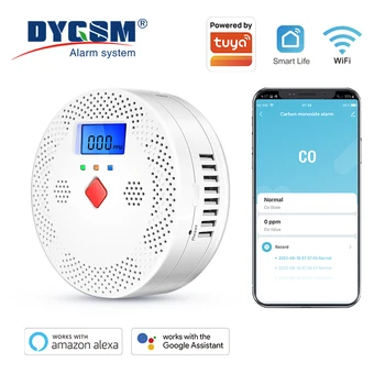 Tuya WiFi Intelligenter Kohlenmonoxid-Detektor Alarm 85dB Schallwarnung LCD-Digitalanzeige Echtzeit-CO-Monitor