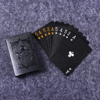 Farbige Schwarz-Gold Spielkarten Wasserdichtes Poker-Set Magisches Dmagic-Paket Brettspiel-Kollektion