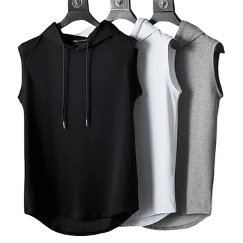 Herren ärmellose Kapuzen-Tanktops Sommer Fitness studio Bodybuilding Fitness Sport Workout Singulett