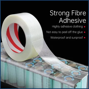 25 m gestreiftes Faserband, Lithium-Akku, Isolierfolie, Glasfaserband, transparent, einseitig klebende