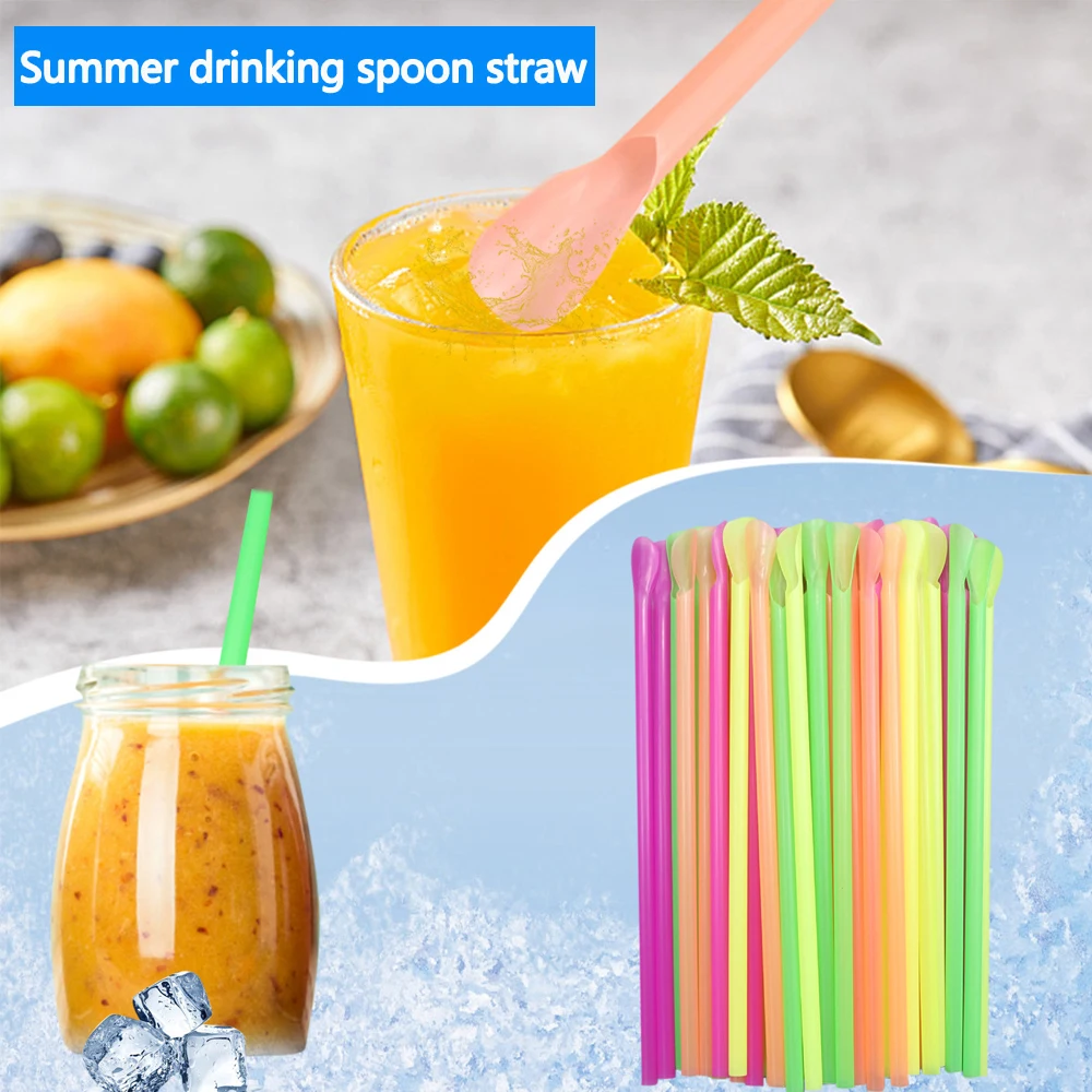 50-2000 Stück Löffel Strohhalme trinken Stroh Farbe Milch – Bild 2