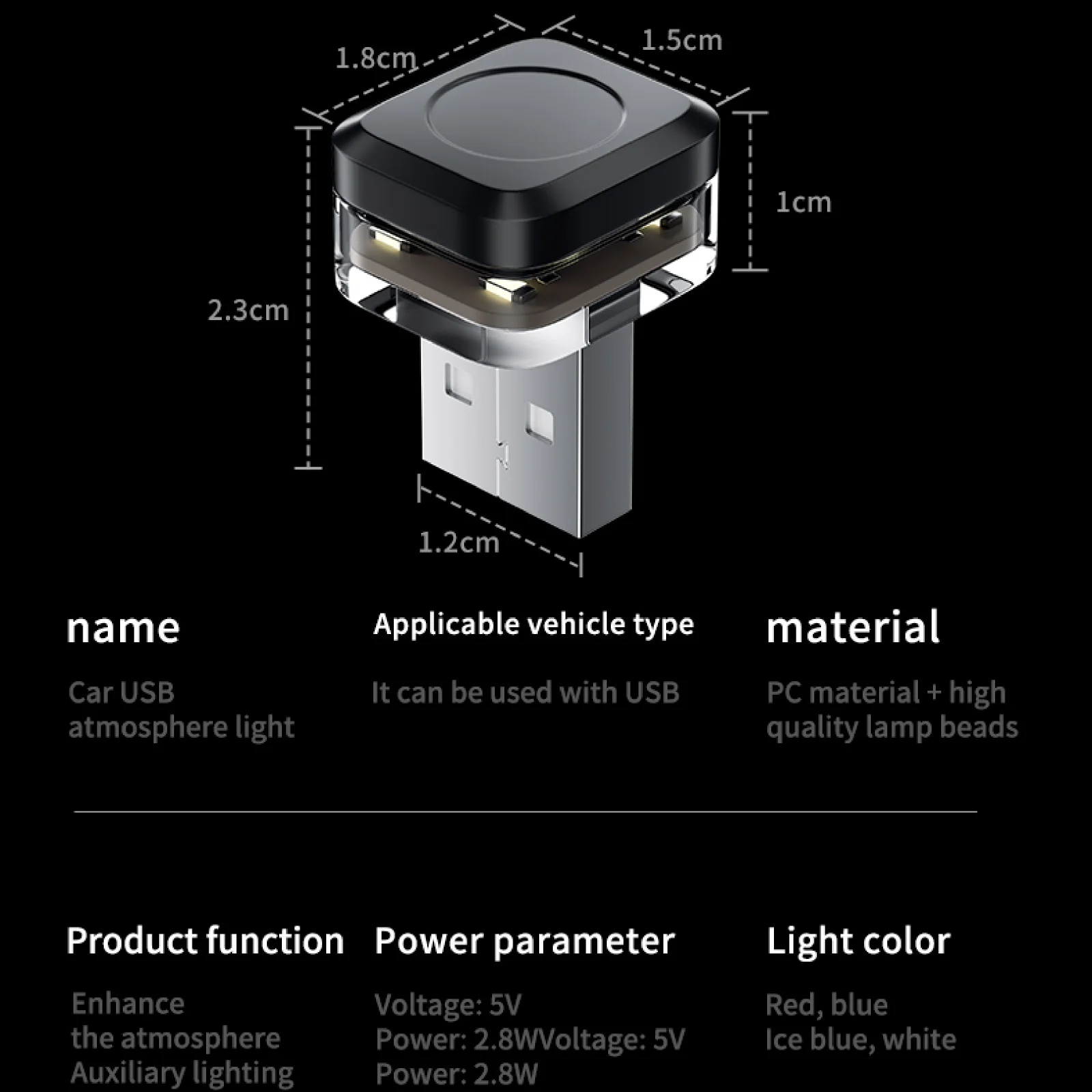 1x Auto USB Led Licht stimmung lampe Plug & Play Universal – Bild 3