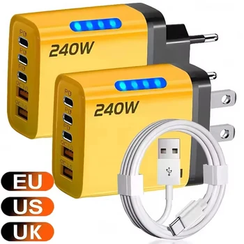 5-Port-Gain-Schnellladegerät Typ C PD QC 3.0 USB-Telefonladegerät-Adapter für iPhone Samsung Xiaomi Huawei