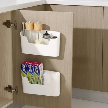 Küche Wand-montiert Klebstoff Lagerung Rack Multifunktionale Schrank Tür Lagerung Box Unter Waschbecken