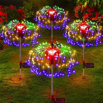LED Solar-Feuerwerkslichter Gartendekoration Lichterketten Wasserdichte Outdoor-Pusteblumen-Rasenlampe