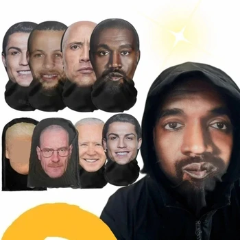 3D-gedruckte Kanye-Maske, elastische Mesh-Vollgesichtsmaske für Cosplay, Kopfbedeckung, Hip Hop, modische