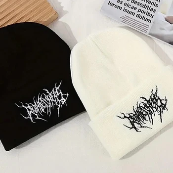 Warme Wintermützen für Damen und Herren, Gothic Street Punk Strickmützen, 100% Acryl, Modische Wärmende