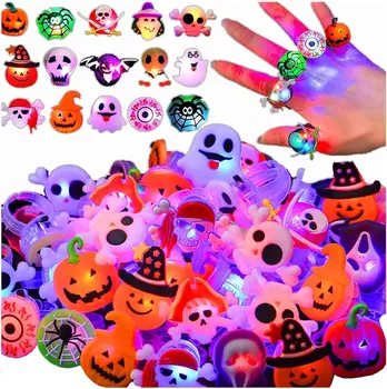 Halloween LED Leuchten Ringe Spielzeug Horror Kürbis Geist Spinne Glow Finger Ringe für Kinder Trick party