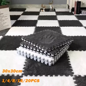 Weiche Plüsch Warme Teppich Baby Spielen Matte Baby Schlafzimmer Patchwork Teppich EVA Schaum