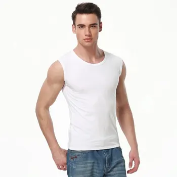Herren Baumwoll-Ärmellose Weste, Sport-Fitness-Top für junge Männer mit breiten Schultern, einfarbig, eng