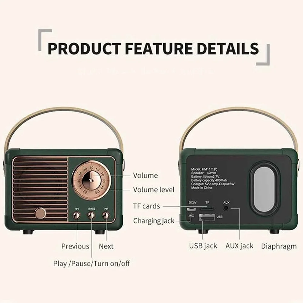 Retro Bluetooth Lautsprecher Drahtlose Karte Tragbare – Bild 6