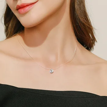 Transparente Fishline Damen Halsreifen Kristallkugel Anhänger Glänzend Luxus Hochzeit Hals Schmuck Mode Hals