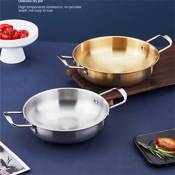 Edelstahl-Kochgeschirr, Topf, trockene Töpfe mit Griff, zum Kochen zu Hause, Paella-Pfanne, Meeresfrüchte