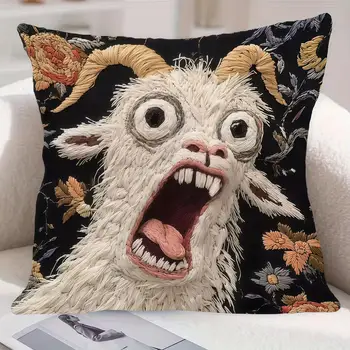 Screaming Goat Kissenbezug, weicher Schutz, dekorativer Kissenbezug, 45 x 45 cm, Couch, Heimdekoration