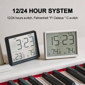 Ultradünner Wecker, LCD-Großbildschirm, digitaler Temperatur-Hygrometer, einfacher Wecker, magnetisches