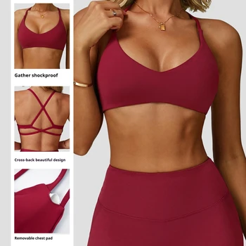 Sport-BH mit Hoher Unterstützung Damen Gym-Unterwäsche Push-Up Rückenkreuz-Yoga-Top Lauf-Workout Fitness