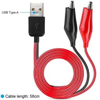 Krokodilklemme auf USB, Krokodilklemmen auf USB-Typ-A-Stecker, Verbindungskabel, Kupfer-Messleitungen