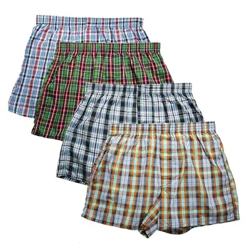 Marke 4-Pack männer Boxer Shorts Gewebte Baumwolle 100% Klassische Plaid Gekämmte Männliche Unterhose Lose