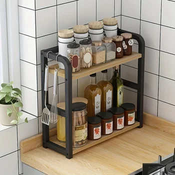 2-stöckiges Metall-Arbeitsplattenregal - platzsparender Organizer für Kaffee, Tassen und Gewürze, rostfreies