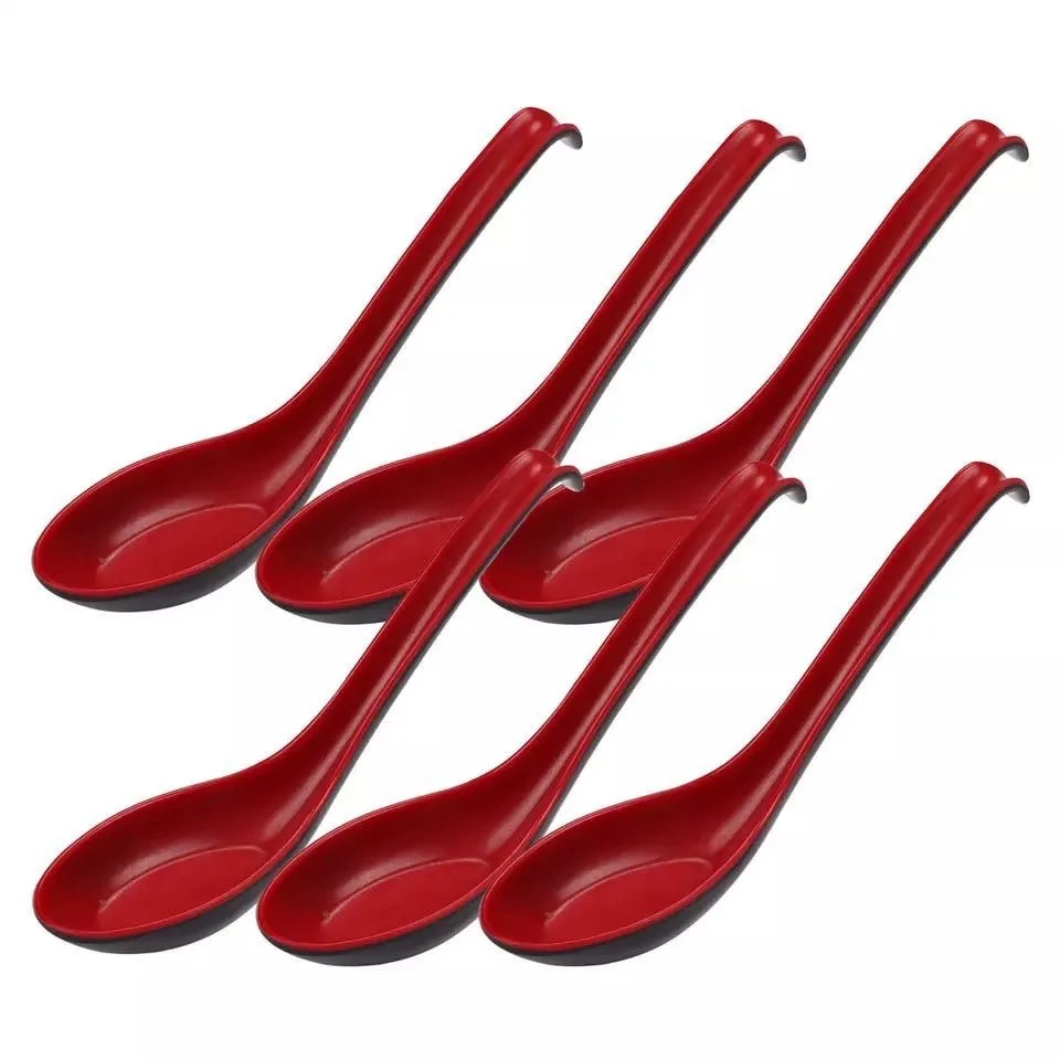 6-teiliges Löffel-Set, rot, schwarz, traditioneller