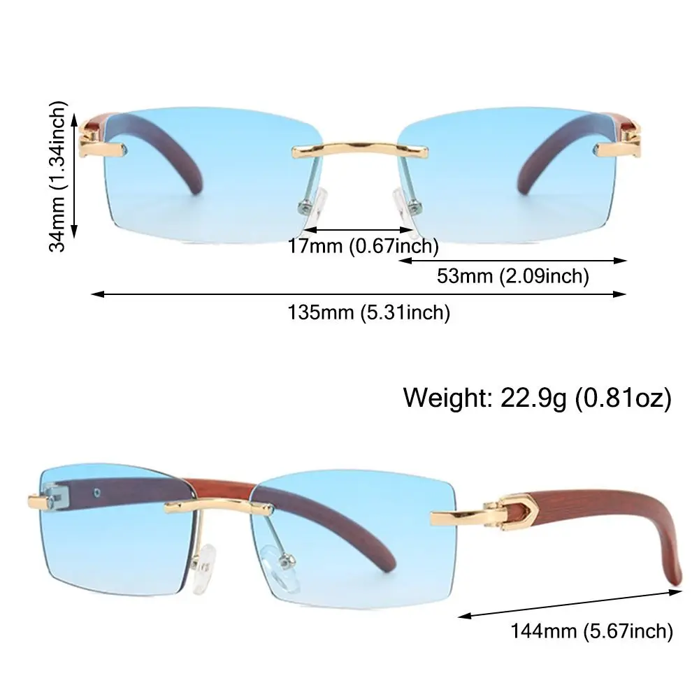 Trendige Punk-Sonnenbrille, randlose rechteckige Sonnenbrille – Bild 6