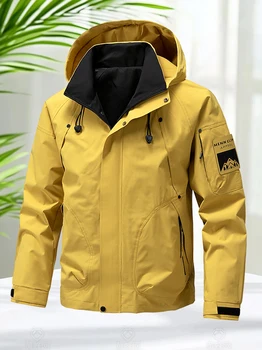 Wasserdichte Jacke Herren Outdoor Softshell Reißverschluss Kapuzenjacke Windjacke Wandern Camping Mäntel