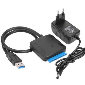SATA-zu-USB-3.0-Adapterkabel für 3,5/2,5 Zoll SSD HDD SATA III Festplattenkonverter, unterstützt UASP mit 12 V