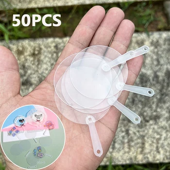 Niedlichen Mini Kunststoff transparent leer Fan Kind Kinder DIY Fan Hochzeit Geburtstags feier (50 Stück)