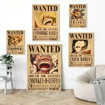 Anime One Piece Wanted-Poster Leinwanddruck Wandkunst Luffy Sanji Chopper Robin Franky Druck