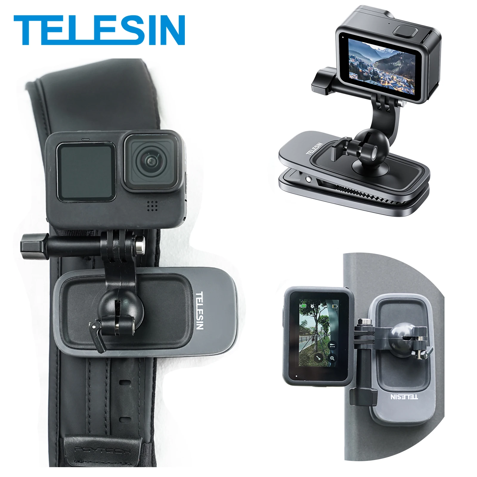 TELESIN 360° °   Rotation Magnetische Rucksack Clip Clamp
