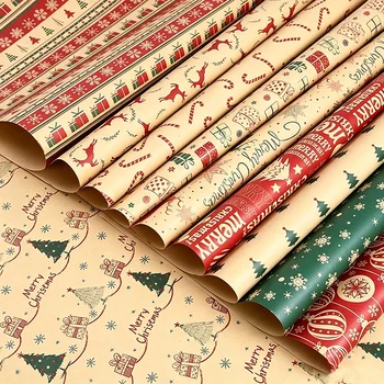 Geschenkpapier | Weihnachtsgeschenkverpackung 19,69* 27,56 Zoll Kraftpapier Weihnachtsgeschenkpapier (5 Stück)