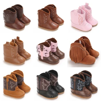 Winterstiefel für Babys, Jungen und Mädchen, 0-18 Monate, im Western-Stil, aus Denim, ideal zum Laufenlernen