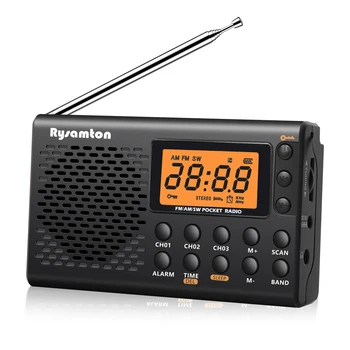 Rysamton Tragbares AM/FM-Kurzwellenradio. Große Digitalanzeige mit Schlaf-Timer und Weckerfunktion