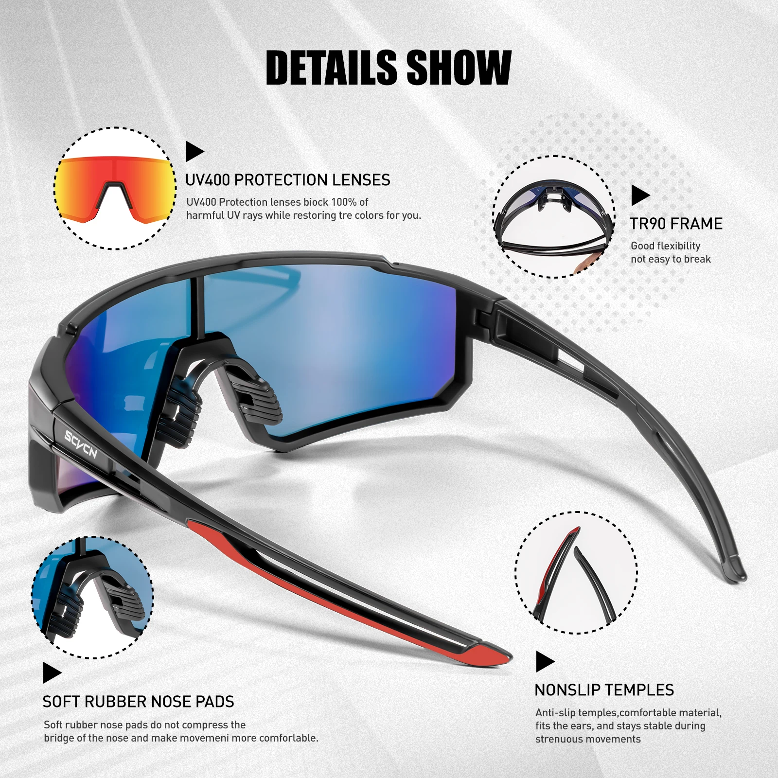 SCVCN Neue Outdoor Radfahren Sonnenbrille Männer MTB Fahrrad – Bild 5