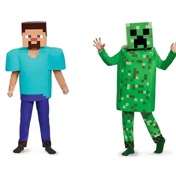 Anime Pixel-Man Cosplay Pak Professionelles Performance-Kostüm für Gamer Creeper Steve Bühnenkostüm