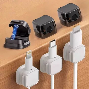 Magnetische Kabelklemmen für Kabel, glatt, verstellbar, Kabelhalter unter dem Schreibtisch (6 Stück)