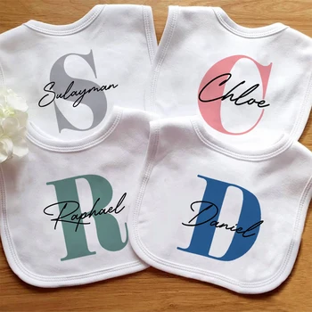 Baby personalisierte Name Initial Lätzchen Kleinkind benutzerdefinierte Baumwolle Lätzchen Jungen Mädchen