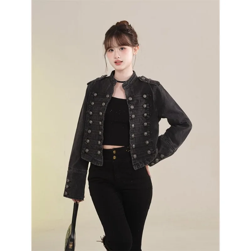 Damenbekleidung Kurzmantel Neue Jeansjacke Retro-Knopfdesign – Bild 4