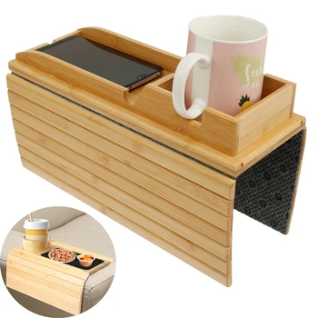 Couch Getränkehalter Bambus Holz Sofa Armlehne Tablett faltbare Sofa Getränkehalter Anti-Rutsch Couch Arm