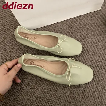 Mode Flache Frauen Ballerinas Tanz Schuhe Casual Weibliche Weiche Schuhe Schmetterling-Knoten Damen Wohnungen