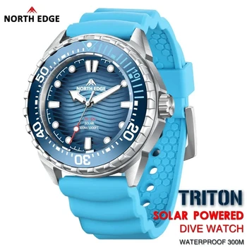NORTH EDGE TRITON Solarbetriebene Taucheruhr Herren Luxus Quarzuhren für Herren 316L Edelstahlgehäuse