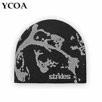 Männer Beanie Strides Splatter Beanie Koreanische Winter Stricken Vintage Y2k Hüte Streetwear Wolle Kappen