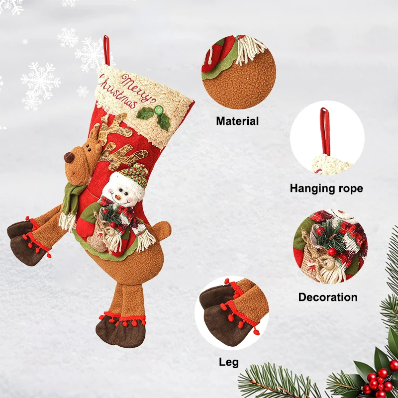 Weihnachtsstrümpfe Niedliche Geschenktasche aus Plüsch mit – Bild 6