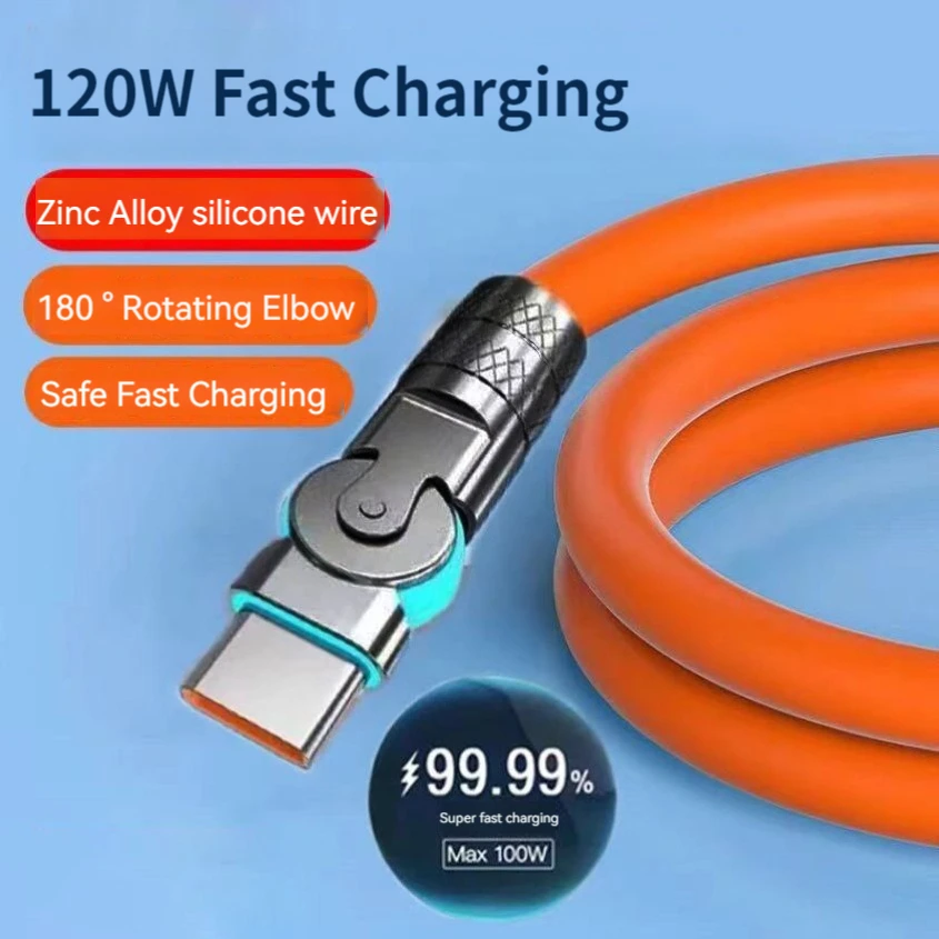 USB-C auf USB-C Kabel 120 W mit 180-Grad-Drehstecker – Bild 2