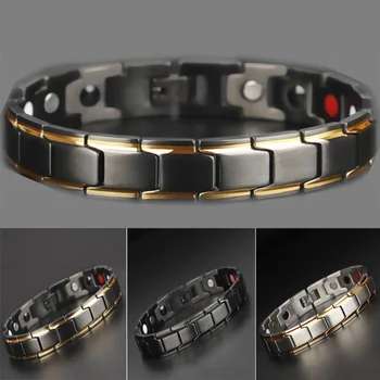 Luxus Mode Gesundheit Energie Armband Männer Edelstahl Bio Magnetische Anti-müdigkeit Anti-strahlung Armbänder