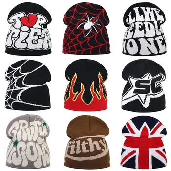 Y2K Brief Gestrickte Winter Herbst Beanie Cap Männer Frauen Kanye Beanies Gorras Hombre Top Warme Skifahren