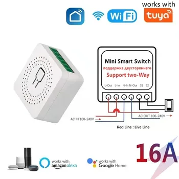 Kompatibel mit Tuya APP 16A WLAN Smart Switch Modul 2-Wege-Steuerung Mini-Schalter Smart Life Kompatibel